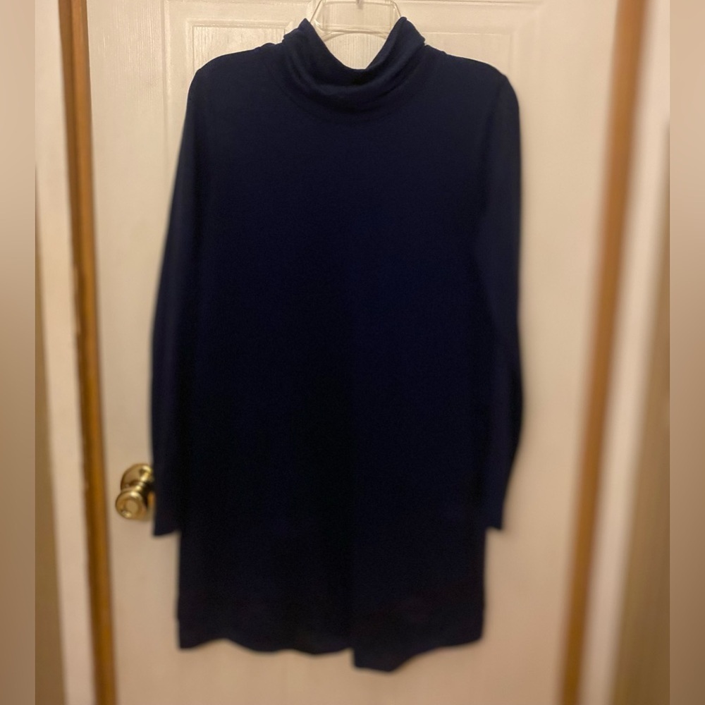 Pure Jill Luxe Tencel Navy Tunic/Dress with Cowl Neck Size S - Picture 2 of 8